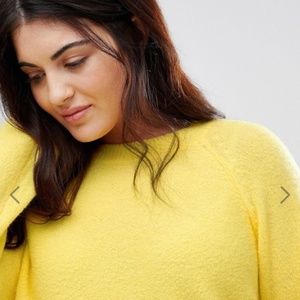 ASOS CURVE Sweater In Yellow Fluffy Yarn - 18